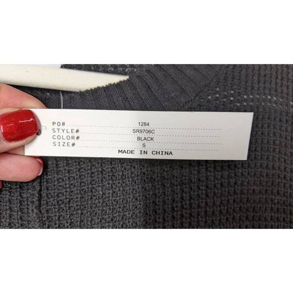 NWT Sweet Romeo Black Seed Stitch Pullover Sweater Semi Sheer Side Slit - Picture 5 of 8